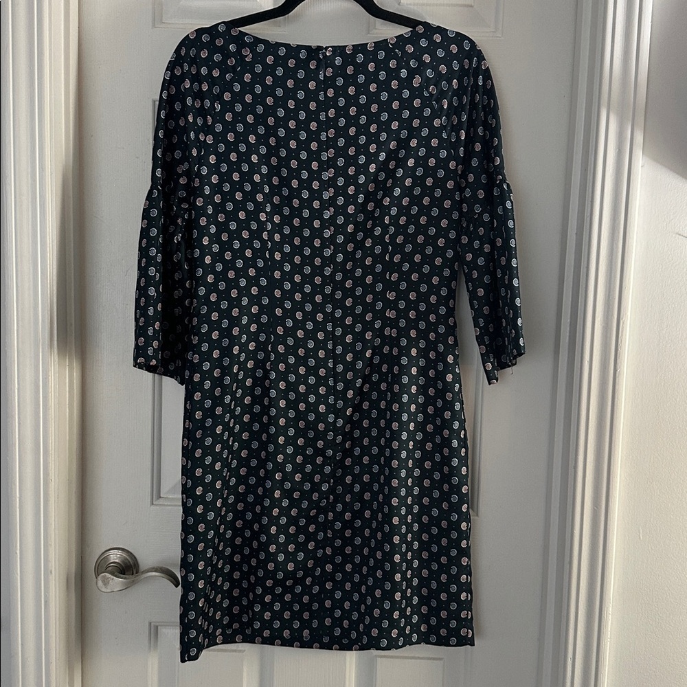 J crew paisley bell sleeve dress XS BLUE GREEN - Picture 5 of 6